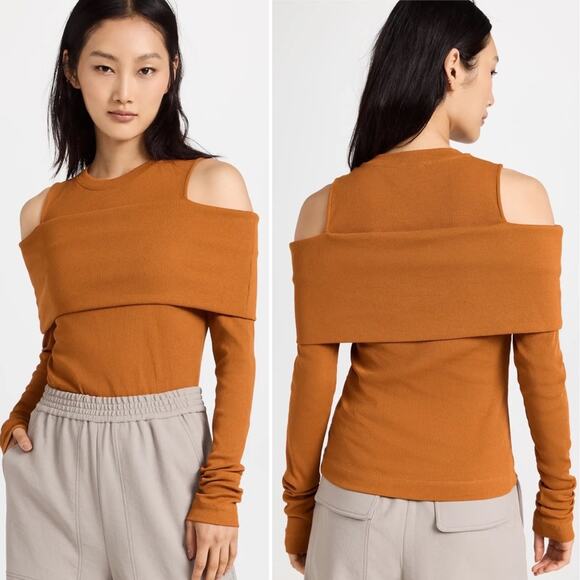TANYA TAYLOR Sanna Top Caramel Orange Tan Shoulder Cutouts Wraparound Band NEW - Picture 16 of 16